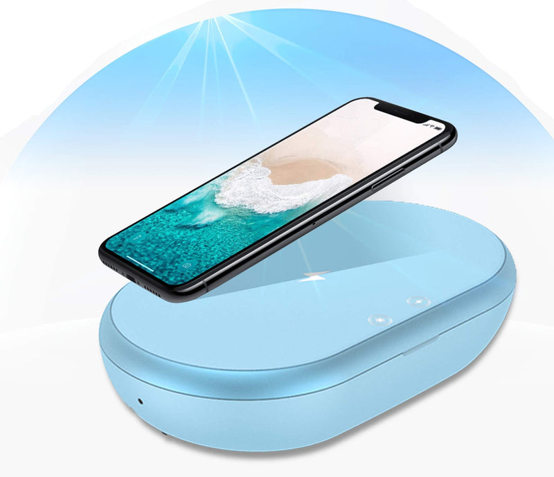 [Australia - AusPower] - YouV Cleaner UV Cell Phone Sanitizer 3 in 1 Sanitizer Qi Fast Wireless Charger & Aromatherapy Diffuser Slick Look, Chemical Free, All Phones up to 6.5 (Blue) 