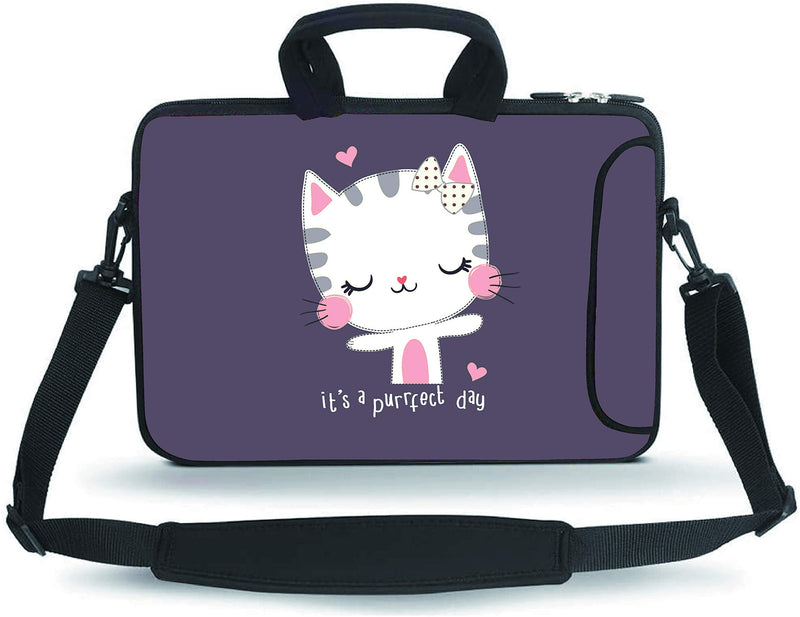 [Australia - AusPower] - Baocool 11-13.3" 14-15.6" Neoprene Sleeve Notebook Laptop Shoulder Messenger Briefcase Case Tote Bag 14-15.6 inch Cute Cat 