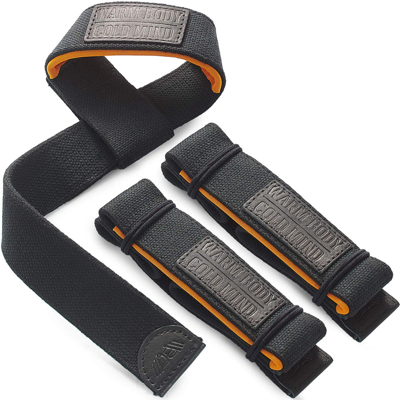 [Australia - AusPower] - WARM BODY COLD MIND Lasso Lifting Wrist Straps for Crossfit, Olympic Weightlifting, Powerlifting, Bodybuilding, Functional Strength Training - Heavy-Duty Cotton Wrist Wraps, Pair 