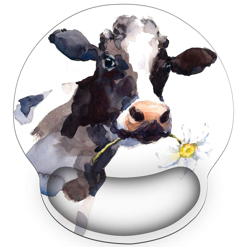 [Australia - AusPower] - Britimes Ergonomic Mouse Pad with Wrist Support Black White Cow with Daisy Non-Slip Rubber Base Mousepad for Home Office Gaming Working Computers Laptop Easy Typing & Pain Relief Watercolor Cow 