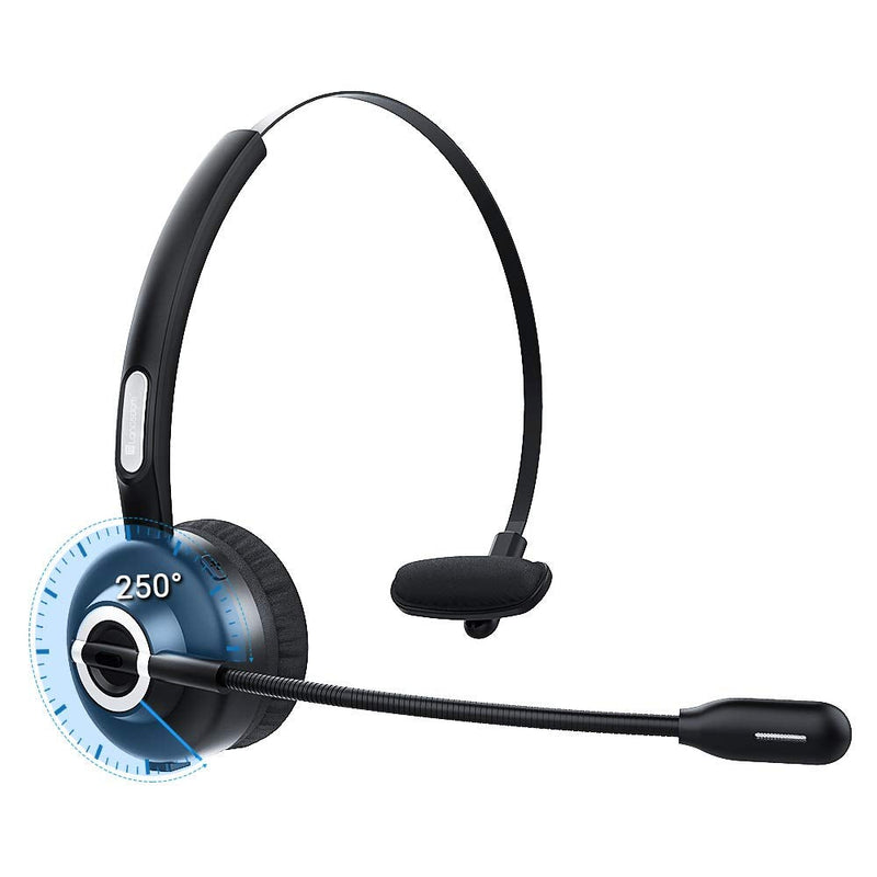 [Australia - AusPower] - Trucker Bluetooth Headset, Langsdom Wireless Headset with Noise Canceling Microphone Up to 24 Hrs Talk Time, Bluetooth 5.0 Headsets for Cell Phone, Office, Computer 