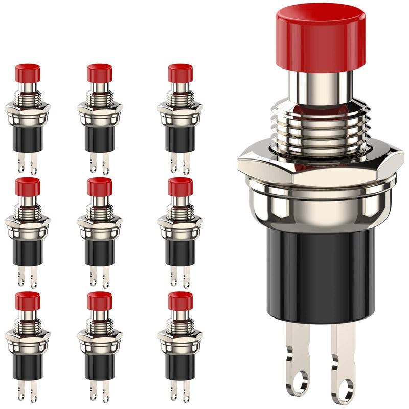 [Australia - AusPower] - DIYhz Momentary Push Button Switch, 1A 250VAC SPST Mini Pushbutton Switches Normal Closed(NC) Red Cap - 10pcs NC-10 