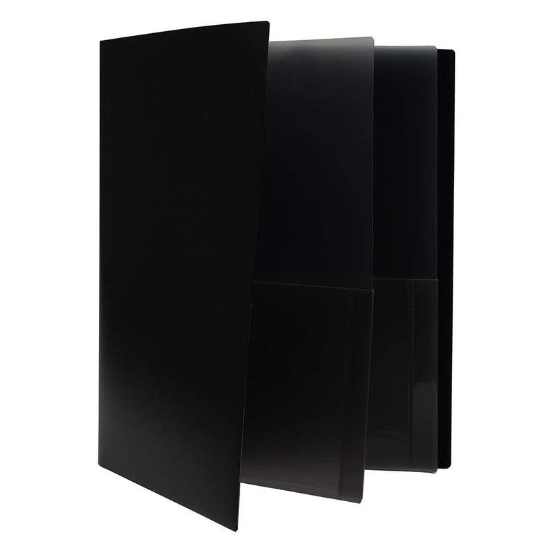 [Australia - AusPower] - JAM PAPER Heavy Duty Plastic Multi Pocket Folders - 6 Pocket Organizer - Black - 2/Pack 6 Pocket (Pack of 2) 