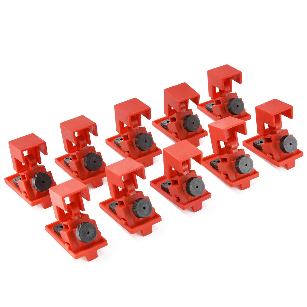 [Australia - AusPower] - TRADESAFE Circuit Breaker Lockout Device, 10 Pack, 120/277 Volt, Clamp-on Single Pole Breaker Lock Out Device, OSHA Compliant, Premium Grade, Medium 