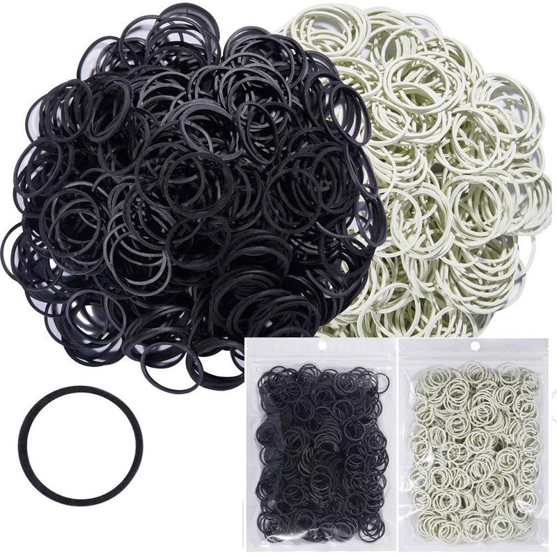 [Australia - AusPower] - AMUU Rubber Bands black Grayish white 1000 pcs Diameter 16mm Small Rubber Band Mini 500pcs Grayish White 500pcs Black Rubber Bands Office Supplies Soft Elastic Bands School Home Black,White-1000Pcs 