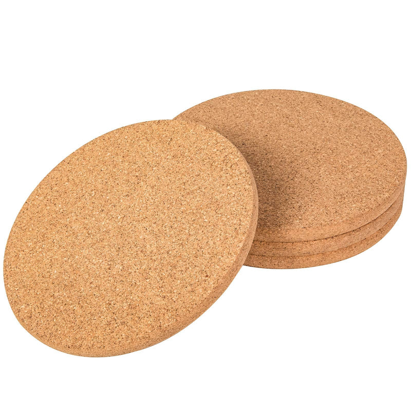 [Australia - AusPower] - CRCHOM 4 Pack Cork Trivet Set 8" Diameter x 0.4" Thick Round Cork Hot Pads for Dishes, Pots, Pans and Plants 