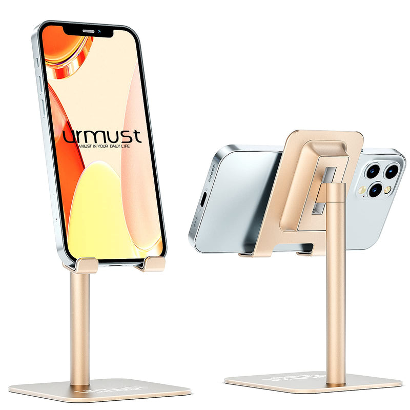 [Australia - AusPower] - Cell Phone Stand Angle Adjustable Phone Stand for Desk Phone Holder for Office Tablet Stand Compatible for iPhone 13 12 11 Pro Max X Xr 8 Plus 7 6(Gold) F-Gold 