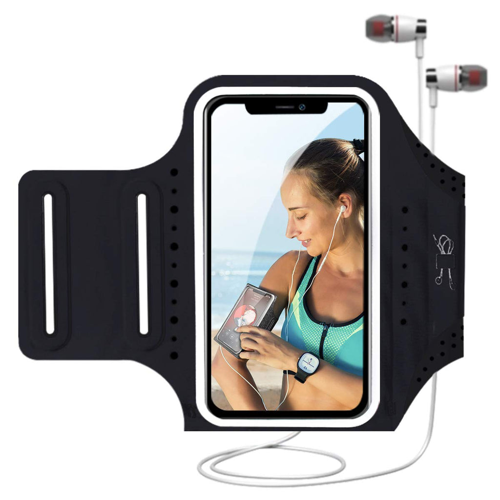 [Australia - AusPower] - MILPROX Cell Phone Armband, Universal Waterproof Phone Arm Holder with Adjustable Elastic Band & Card Holder Fits for All Phones up to 6.5 Inches (iPhone, Samsung, LG, Pixel) for Gym, Hiking - Black 