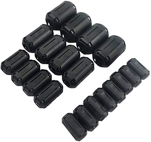 [Australia - AusPower] - XShine (Pack of 20pcs) Clip-on Ferrite Ring Core RFI EMI Noise Suppressor Cable Clip for 3mm/ 5mm/ 7mm/ 9mm/ 13mm Diameter Cable, Black 