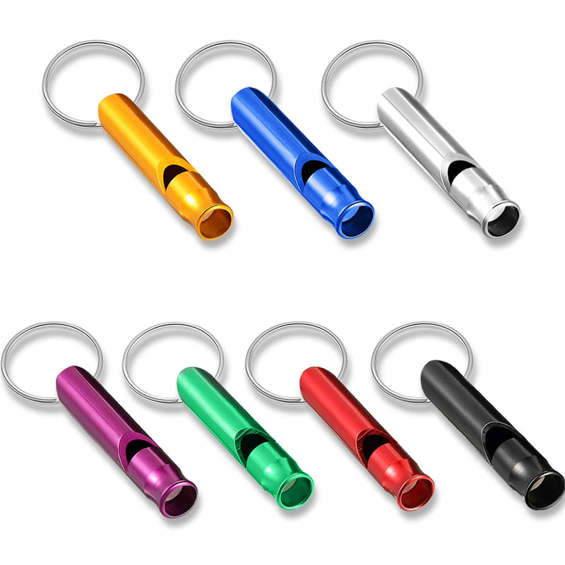 [Australia - AusPower] - 49 Pieces Emergency Whistle with Keychain, Aluminum Keychain Whistle Emergency Survival Whistle Key Chain for Outdoor Camping Hiking Boating Hunting Fishing, 7 Colors 