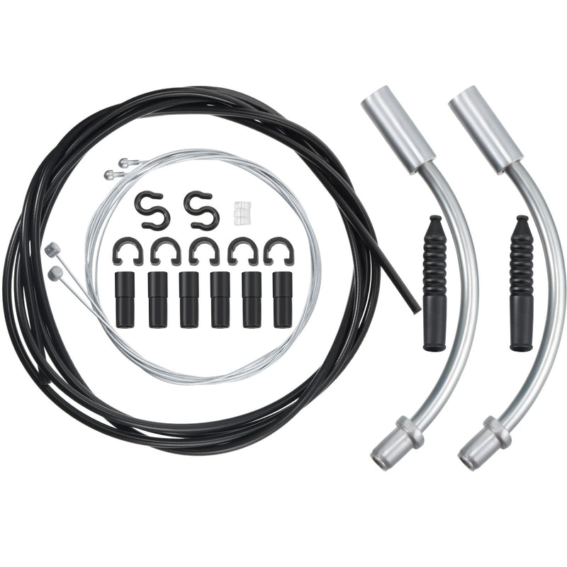 [Australia - AusPower] - Bike Brake Cable Housing Kit Includes 1 Set Bicycle Brake Line, 2 Pieces V Bike Brake Noodle Cable Guide Pipe and 2 Pieces Plastic Hoses for Road Mountain Bicycle Cycling (Black Brake Line) Black Brake Line 