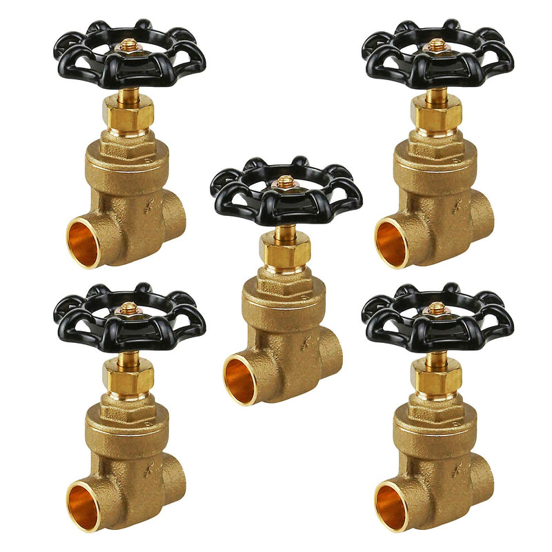 [Australia - AusPower] - Midline Valve 427D256-5 Gate Valve, Lead Free 3/4 in. Sweat Connection, Cast Brass (5 Pack) 5 Pack 3/4 in. 