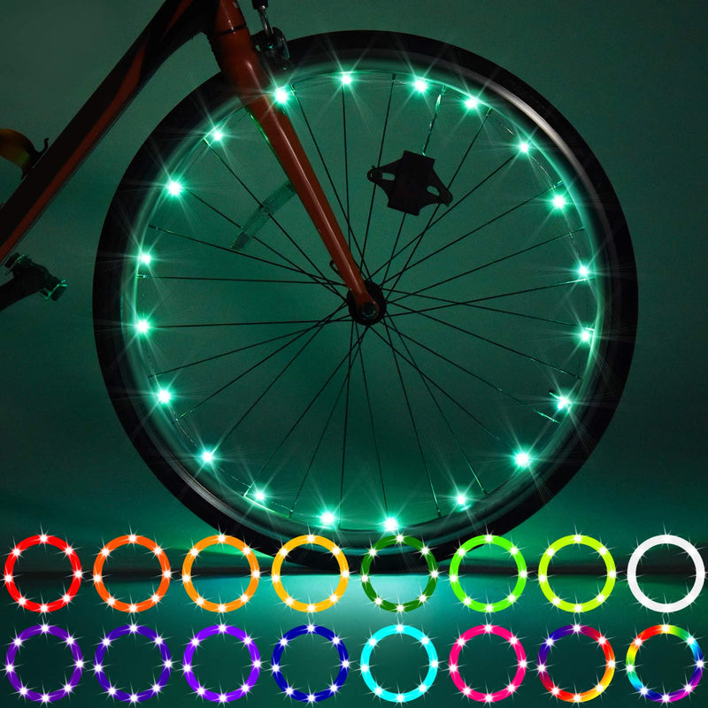 [Australia - AusPower] - Waybelive 2 Pack LED Bike Wheel Light, Remote Control Bicycle Tire LED Light, Wheelchair Light, 16 Color Change by Yourself, Waterproof, Super Bright to Ride at Night, Good Gift for Kids(2 Tires) 