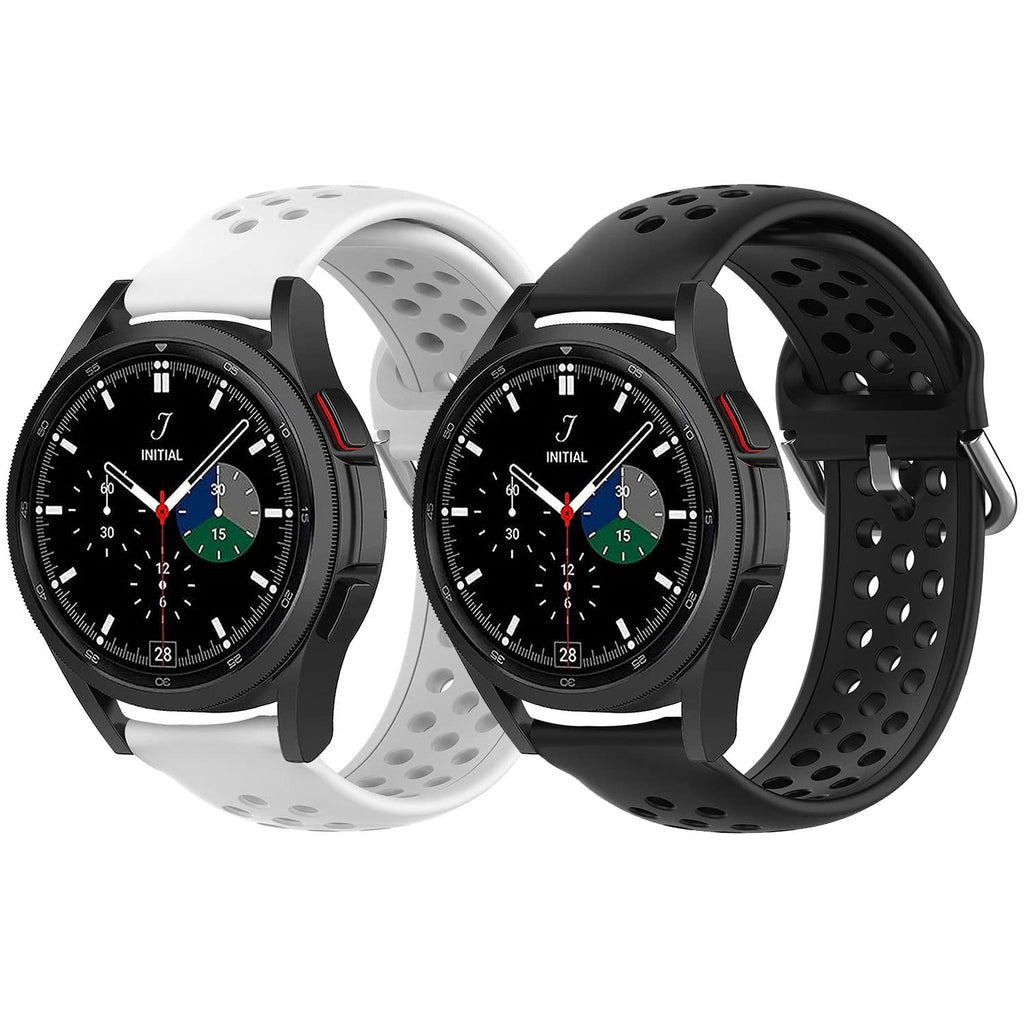 [Australia - AusPower] - Geageaus Sport Bands Compatible with Samsung Galaxy Watch 4 Classic 42mm 46mm/Galaxy Watch 4/Active 2 40mm 44mm/Galaxy Watch 3 41mm Bands,20mm Soft Silicone Watch Bands Breathable Sport Wristband for Men Women(Black+White,20mm) R-White+Black 20mm 