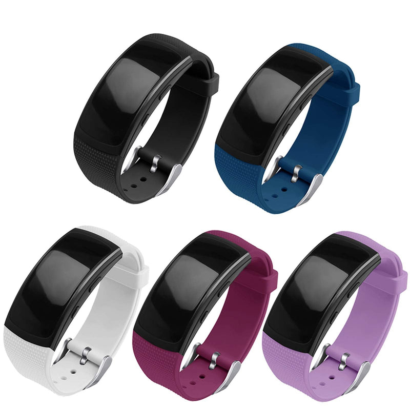 [Australia - AusPower] - OenFoto Compatible with Gear Fit2 Pro/Fit2 Band, Replacement Silicone Accessories Strap for Samsung Gear Fit2 Pro SM-R365/Gear Fit2 SM-R360 Smartwatch（Black/White/Wine Red/Slate Blue/Light Purple)) 5-Pack（Black/White/Wine Red/Slate Blue/Light Purple) 