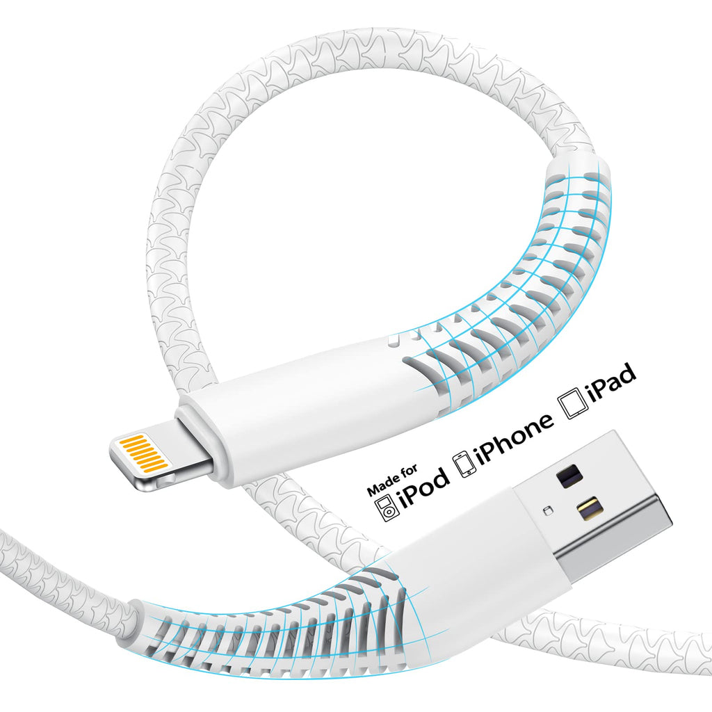 [Australia - AusPower] - [ Apple MFi Certified ] iPhone Charger Cable 10ft, 2Pack Long Lightning Cable 10 Foot, High Fast/Data Sync 10 Feet Apple Charging Cable Cord for Apple iPhone 12/11 Pro/11/XS MAX/XR/8/7/6s/6/plus,iPad White 10Feet 