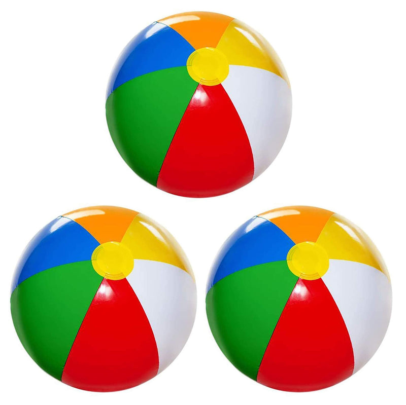 [Australia - AusPower] - Beach Balls [3 Pack] 20" Inflatable Beach Balls for Kids - Beach Toys for Kids & Toddlers, Pool Games, Summer Outdoor Activity - Classic Rainbow Color by 4E's Novelty 