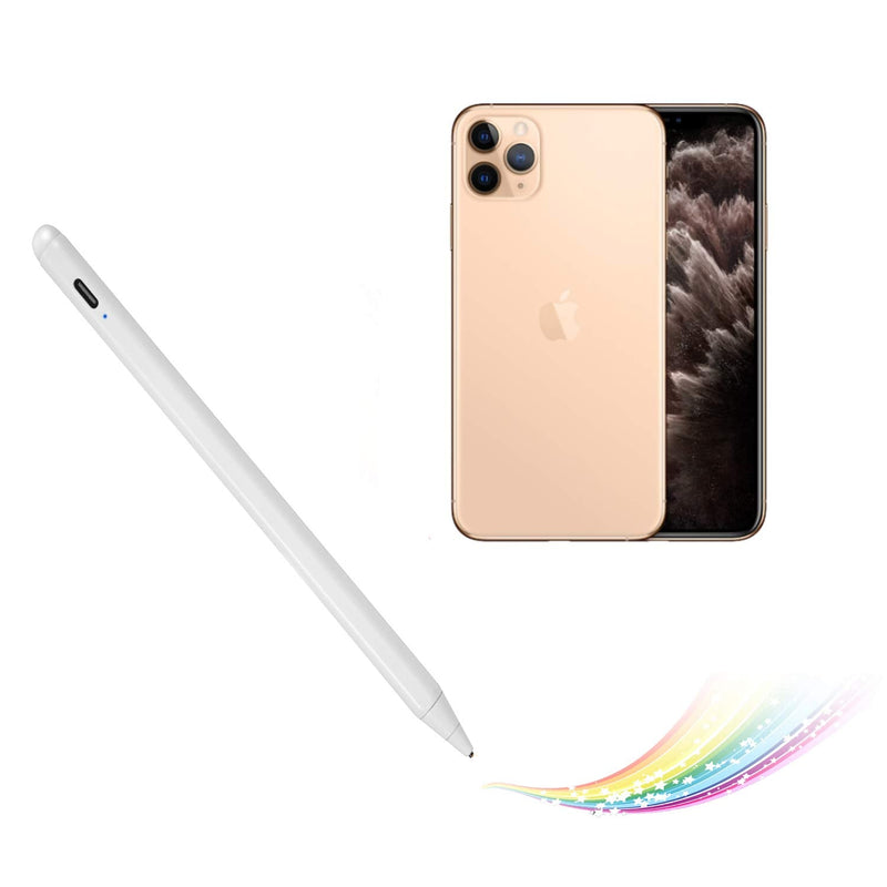 [Australia - AusPower] - Active Stylus Pen for iPhone 11 Pro Max, Electronic Pencil Compatible with iPhone 11 Pro Max Stylus Pen,Type-C Rechargeable Capacitive Good for Sketching and Note-Taking Pens, White 