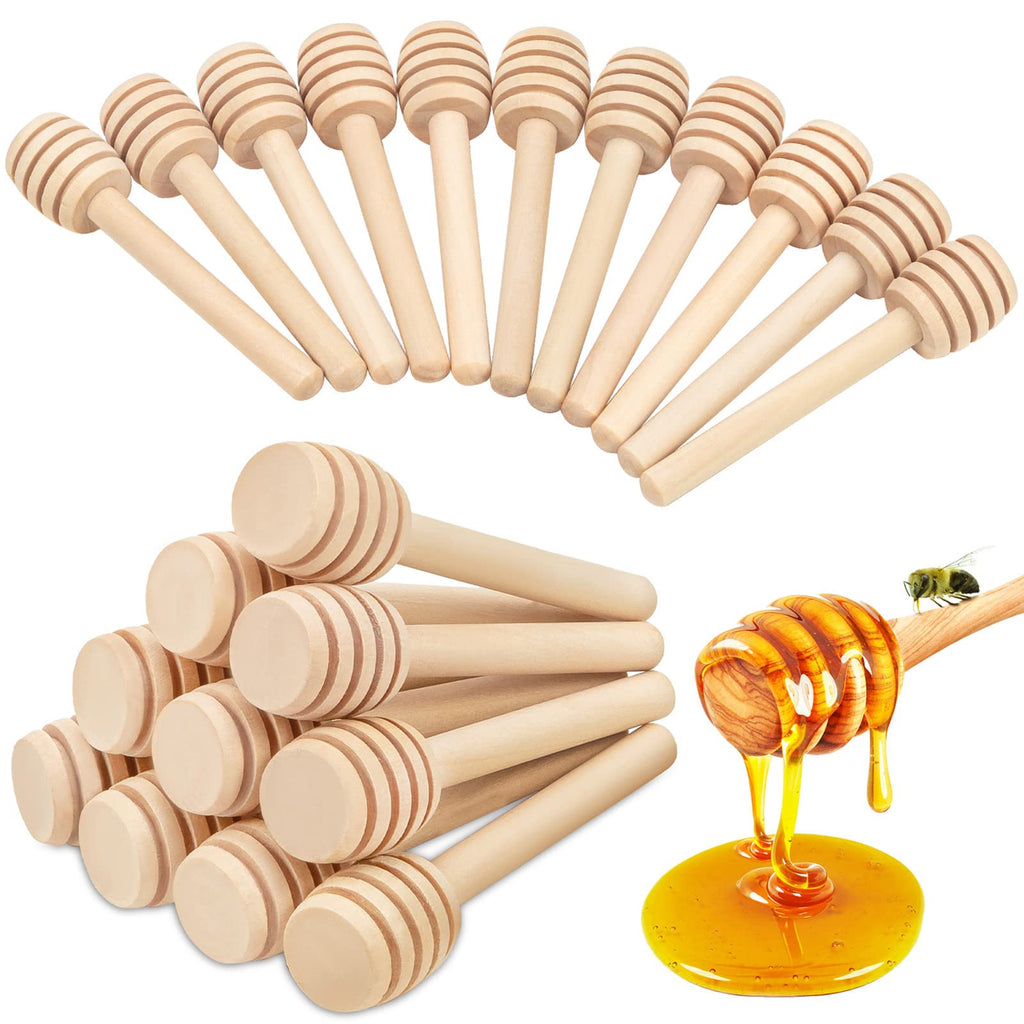 [Australia - AusPower] - 20Pcs Honey Dipper Sticks - Wooden Honey Dipper, 3 Inch Mini Honeycomb Stick, Honey Stirrer Stick for Honey Jar Dispense Drizzle Honey and Wedding Party Gift 
