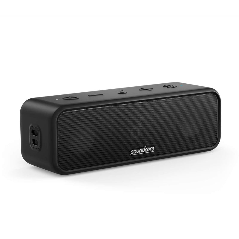 [Australia - AusPower] - Soundcore 3 by Anker Soundcore, Bluetooth Speaker with Stereo Sound, Pure Titanium Diaphragm Drivers, PartyCast Technology, BassUp, 24H Playtime, IPX7 Waterproof, App, Custom EQ, Home, Outdoor, Beach Black 