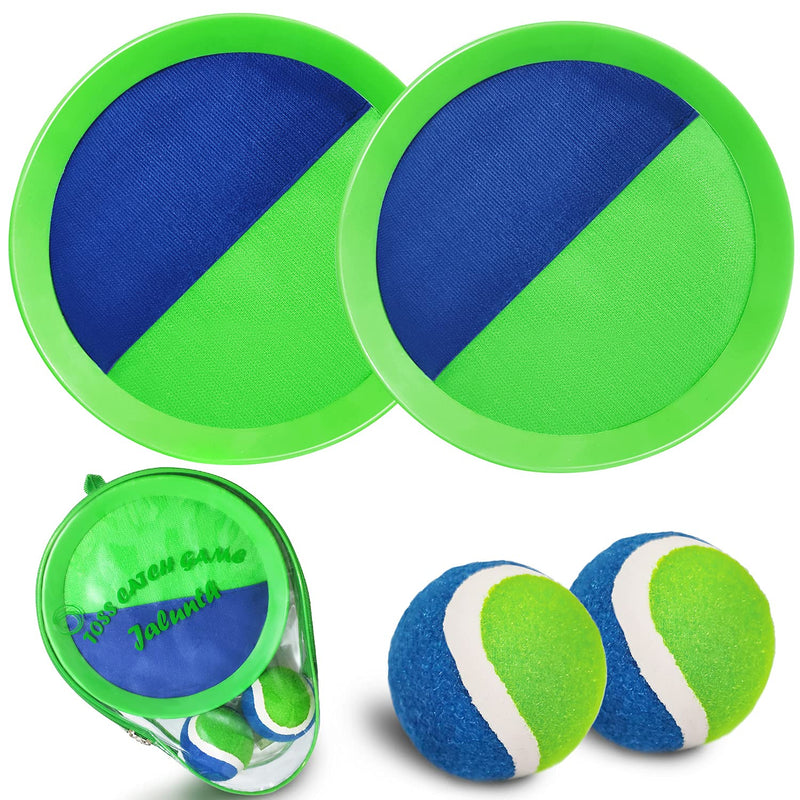 [Australia - AusPower] - Jalunth Ball Catch Set Games Toss Paddle - Beach Toys Back Yard Outdoor Lawn Backyard Throw Sticky Set Age 3 4 5 6 7 8 9 10 11 12 Years Old Boys Girls Kids Adults Family Outside Easter Gifts Green 