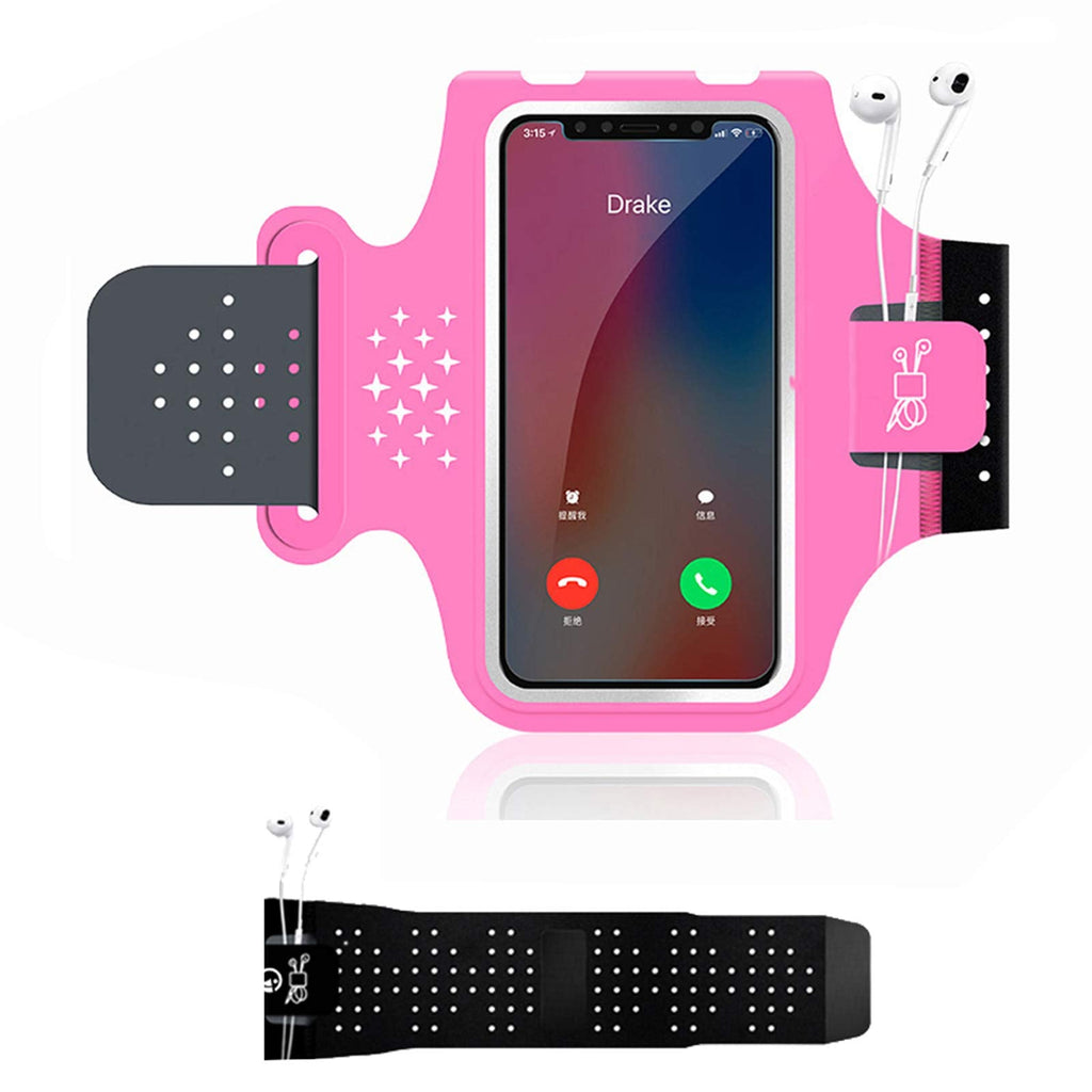 [Australia - AusPower] - Running Armband for iPhone 11 Pro Max X XR XS 8 7 6 6s Plus, Galaxy S10 S9 S8 Plus, Note 9/8/5/4,Google Pixel 3/2 XL, Fingerprint Sensor Access Supported and Sweat-Proof (Pink, M) 