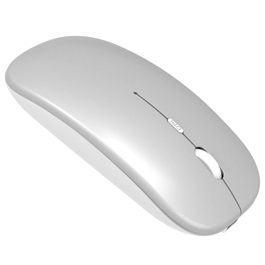 [Australia - AusPower] - Wireless Mouse with Bluetooth and USB - Silent, Slim Computer Mouse with Quiet Click for iPad, Laptop, Notebook, PC and Mac (Silver) 
