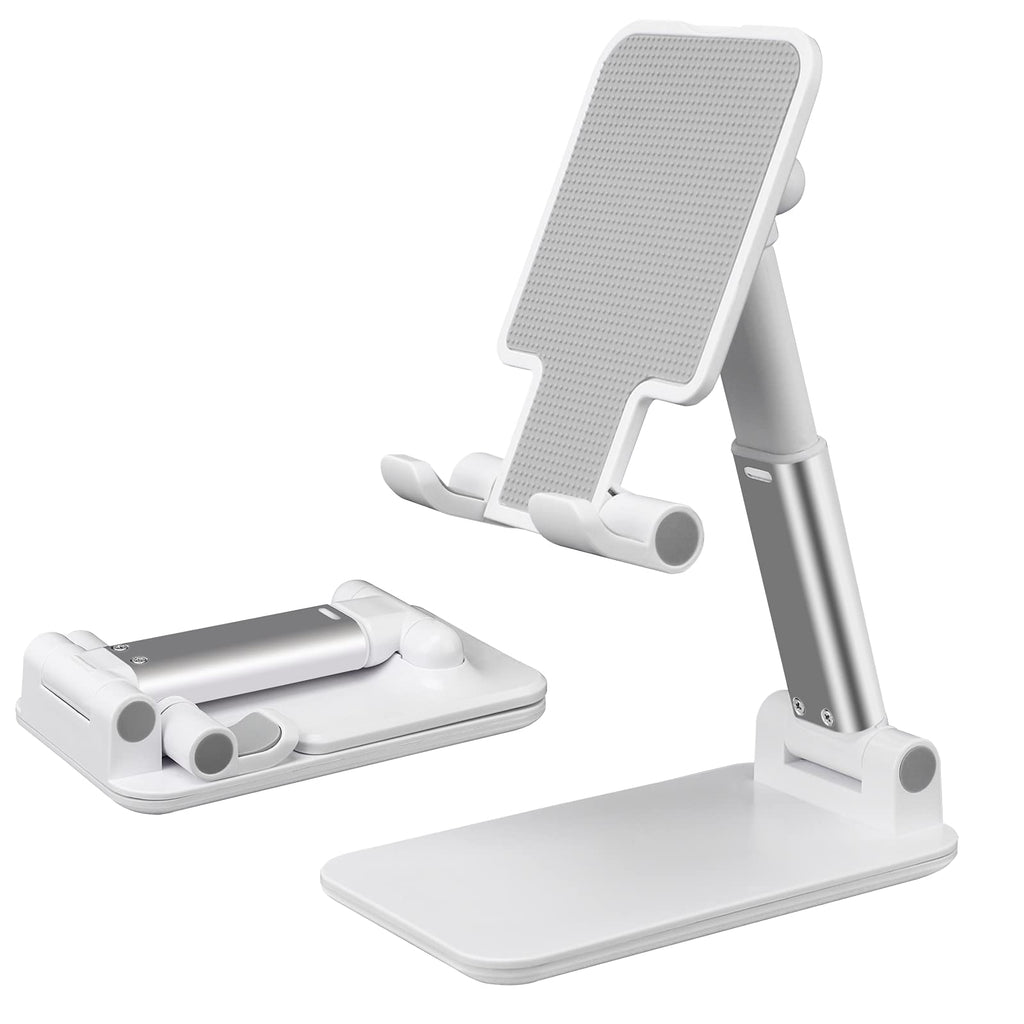 [Australia - AusPower] - Cell Phone Stand for Desk, Angle Height Adjustable Phone Holder for Office, Compatible with iPhone 12 11 Pro XS Max XR 8 7 6S Plus, Samsung S20+ Note10, Tablets, Charging Accessories White-White 