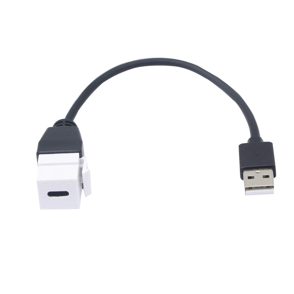 [Australia - AusPower] - GINTOOYUN USB 2.0 to USB-C Keystone Jack, USB Male to Type C Female Coupler Pigtail Extension Adapter by FENGQLONG (White) White 