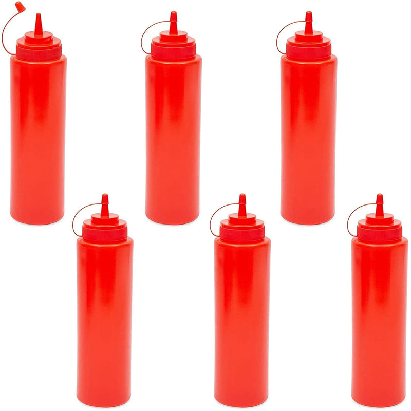 [Australia - AusPower] - Plastic Condiment Squeeze Bottles (Red, 32 oz, 6 Pack) 