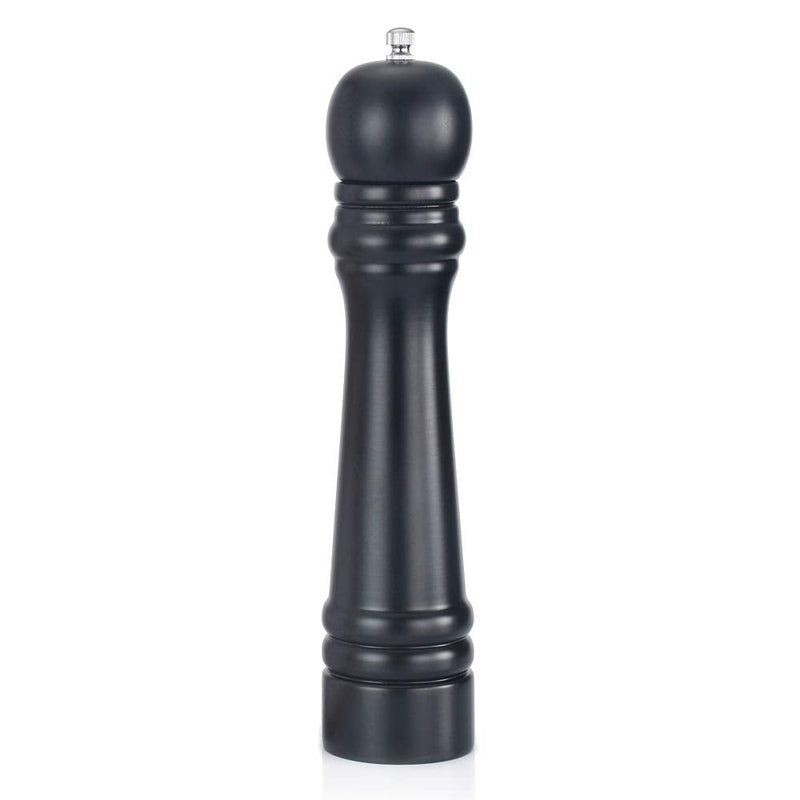 [Australia - AusPower] - Wooden Pepper Grinder or Salt Mill, 11 Inch Peppercorn Grinder with Adjustable Roughness Ceramic Rotor and Easily Refillable, Oak Wood Capstan Sea Salt Mill for Your Kitchen, Black 11 inch - Black 