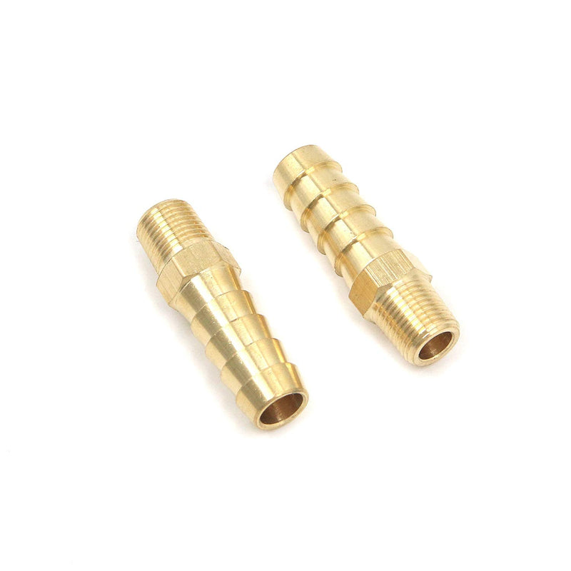 [Australia - AusPower] - Quluxe 2 Pcs Brass Hose Barb Tube Fitting Hex Head Hose Barb Connector 3/8" Barb x 1/8" Male NPT Adapter, Compression Hose Fittings 3/8" barb* 1/8" NPT 