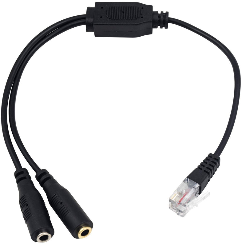 [Australia - AusPower] - Poyiccot RJ9 to 3.5mm Adapter, RJ9 Male to Dual 3.5mm Female Headphone Adapter for Telephone Audio Adapter Headset Buddy Cable for Office RJ9 Headphone 