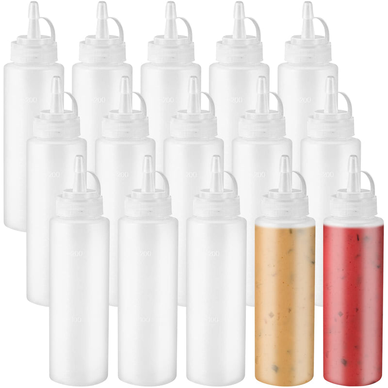 [Australia - AusPower] - 15 PCS 8oz Squeeze Bottles,Plastic Condiment Bottle with Twist On Cap Lids,Squeeze Bottle for Sauces,Ketchup,Barbecue,Syrup,Paint 