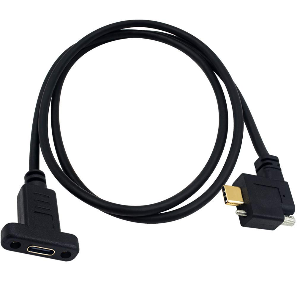 [Australia - AusPower] - Poyiccot USB C Extension Cable Male to Female Type C Code 3.3feet/1m, Single Screw Locking 90 Degree Right Angle USB Type C Male to Type C Female Extender Charging Cable Panel Mount Type single screw locking usb c right angle with panel mount 
