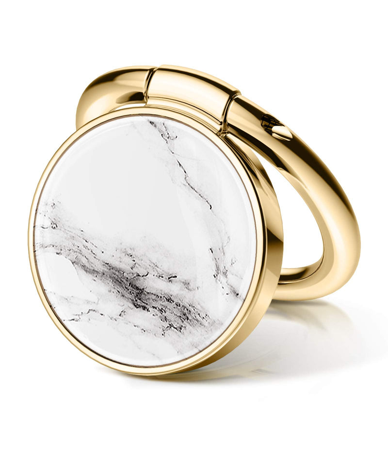 [Australia - AusPower] - GVIEWIN Marble Cell Phone Ring Holder, Metal Kickstand Grip for Magnetic Car Mount Compatible with iPhone 13 Pro Max/13 Pro/12 Pro Max/11 & Galaxy S22 Ultra/S22 and Other Smartphones(White/Gold) White/Gold 