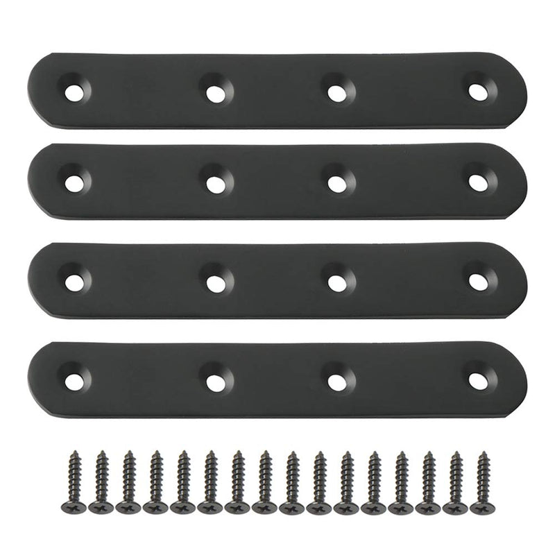 [Australia - AusPower] - Alise 5-Inch Length Stainless Steel Flat Straight Brace Brackets Mending Plates Repair Fixing Bracket,J7340B-4P 4 Pcs Matte Black Finish 5 Inch 