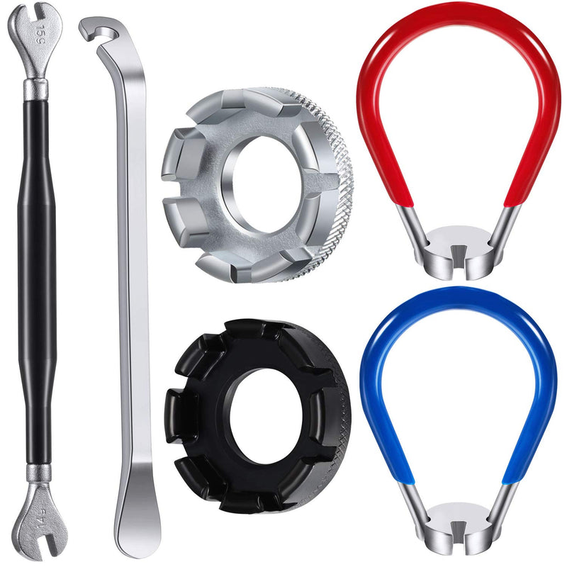 [Australia - AusPower] - Mudder 5 Pieces Bicycle Spoke Wrench Bike Spoke Tool with 1 Piece Tire Lever Bike Rim Correct Kit Cycling Pocket Tools for Bike Repair, Totally 6 Pieces Spoke Tool Kit 