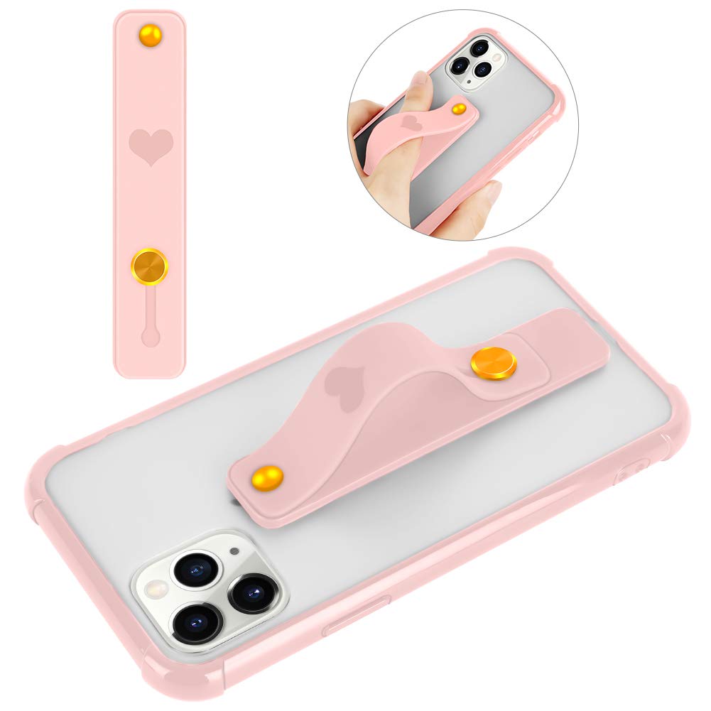 [Australia - AusPower] - ZIYE Portable Telescopic Finger Strap Bracket Phone Grip Finger Strap Phone Holder for iPhone Android Smartphone Small Tablet Mobile Device-Pink Pink 