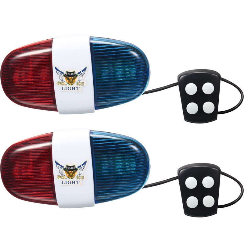 [Australia - AusPower] - 2 Pieces Bicycle Police Sound Lights 6 LED Lights 4 Sounds Trumpet Cycling Horn Bell Warning Safety Bicycle LED Light Waterproof Bike Lights 