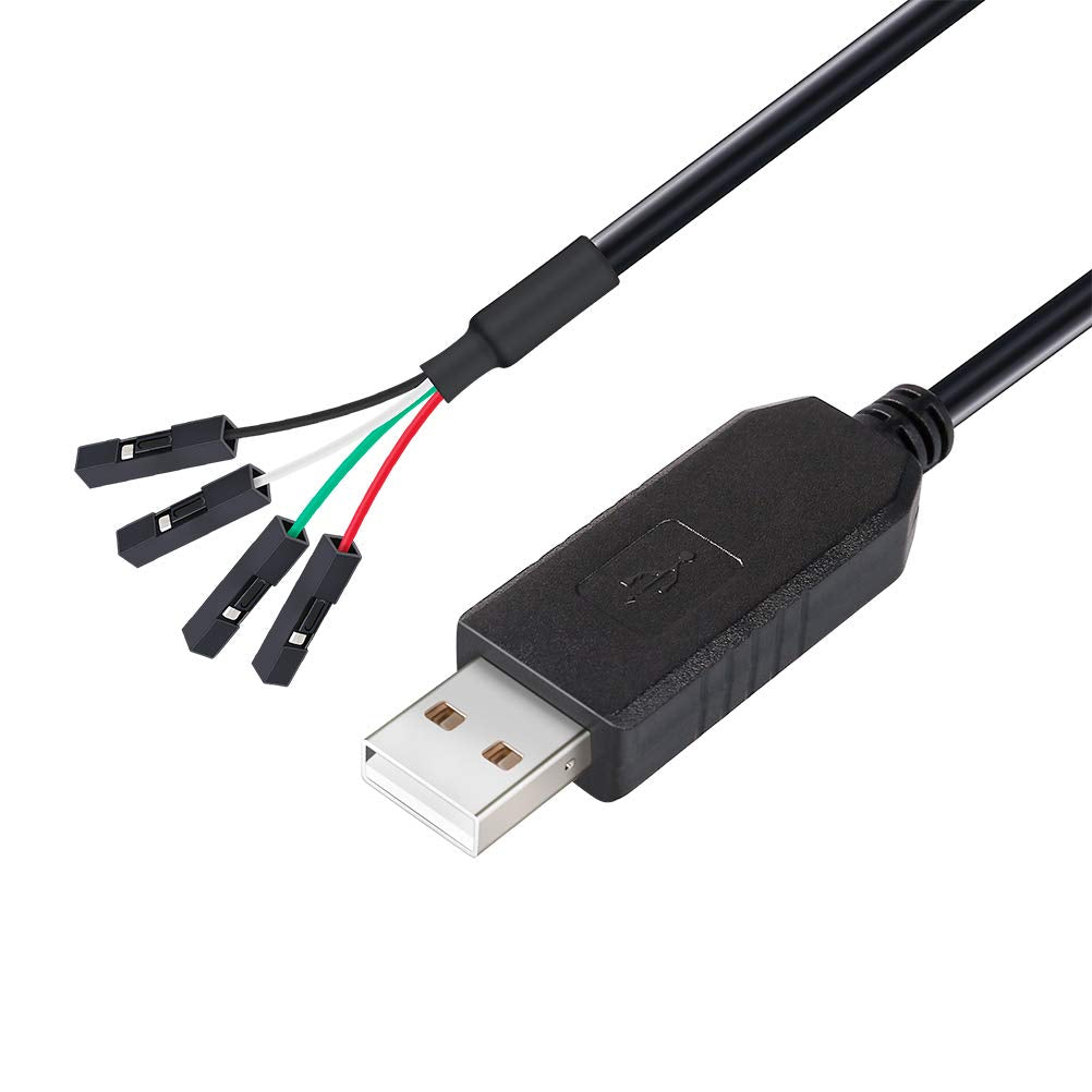 [Australia - AusPower] - DTECH USB to TTL Serial Adapter 3.3V Debug Cable TX RX Signal 4 Pin Female Socket PL2303 Prolific Chip Windows 10 8 7 XP Vista (3ft, Black) 3ft/1m 
