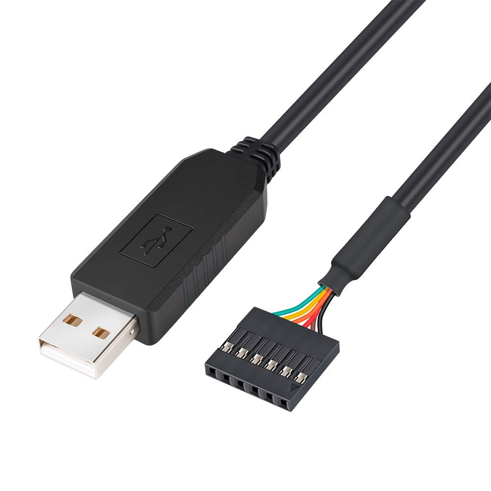 [Australia - AusPower] - DTECH FTDI USB to TTL Serial Adapter 3.3V Debug Cable 6 Pin Female Socket Header UART IC FT232RL Chip for Windows 11 10 8 7 Linux MAC (3ft, Black) 3ft/1m 
