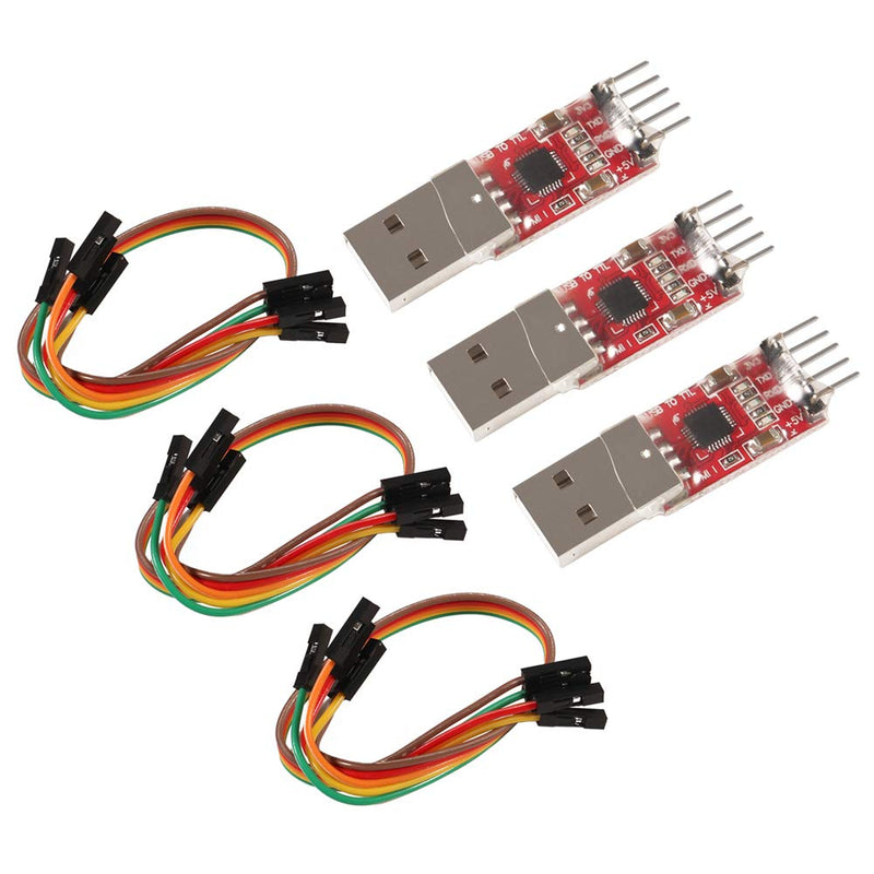 [Australia - AusPower] - Aitrip 3 Sets CP2102 Module USB to TTL 5PIN Serial Converter Adapter Module Downloader with Jumper Wires for UART STC 3.3V and 5V 