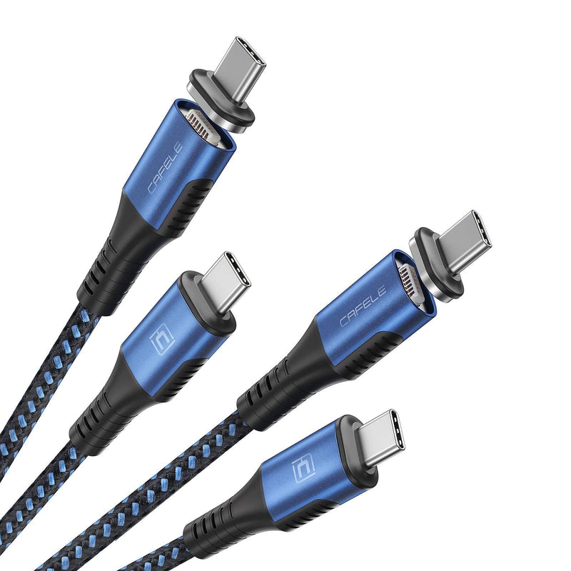 [Australia - AusPower] - USB C to USB C Cable,60W 3A Fast Magnetic Charging Cable,CAFELE 2 Pack Type C to Type C Nylon Cable Fast Charge for Samsung Galaxy S10 S10+ / Note 8, LG V20 and Other Type C Charger (Blue) blue 
