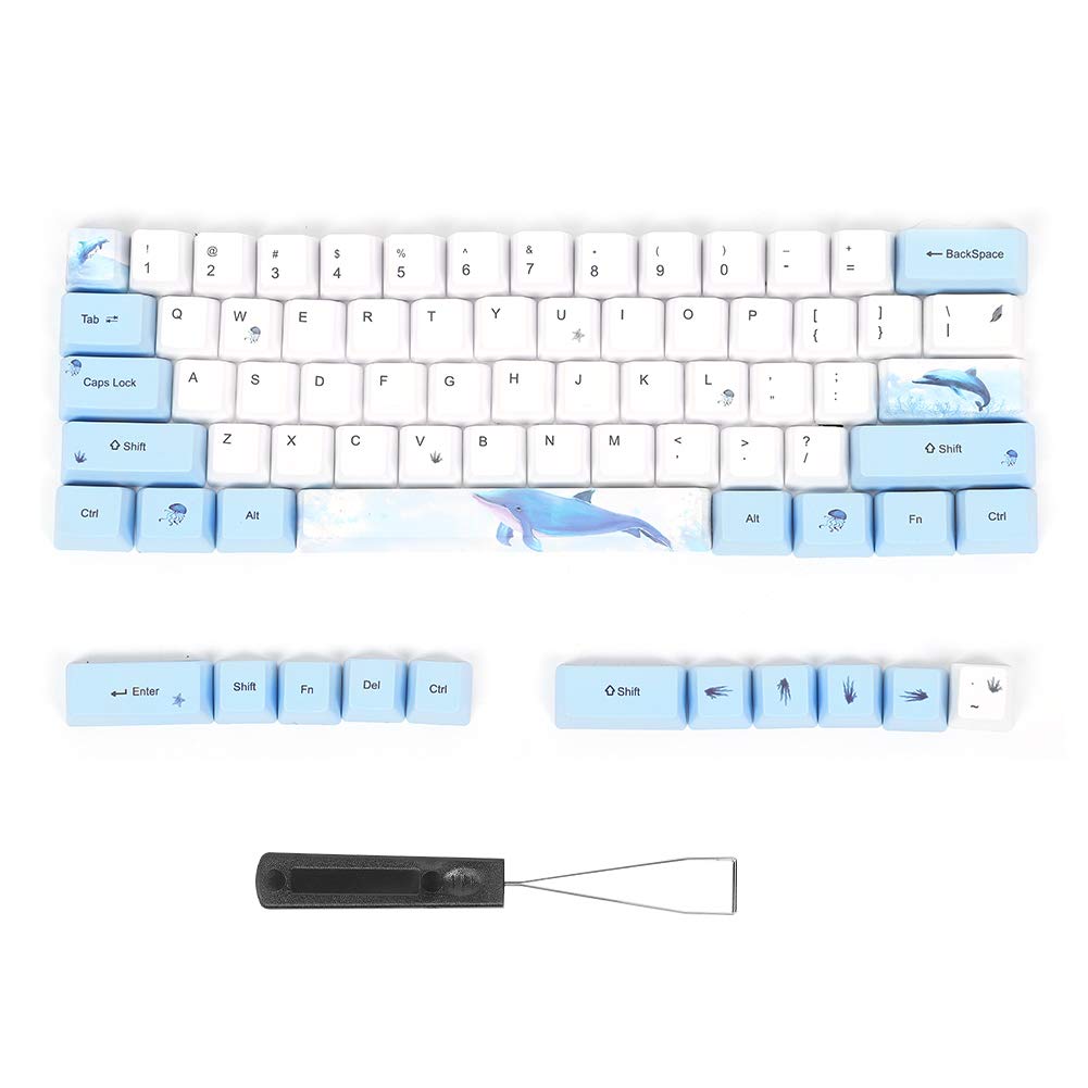 [Australia - AusPower] - Bewinner1 73PCs Sublimation Keycaps, Five-Faced Dyed Anime Style Keycaps, Professional Mechanical Keyboard Accessory Universal for Mechanical Keyboard (Whale) Blue 