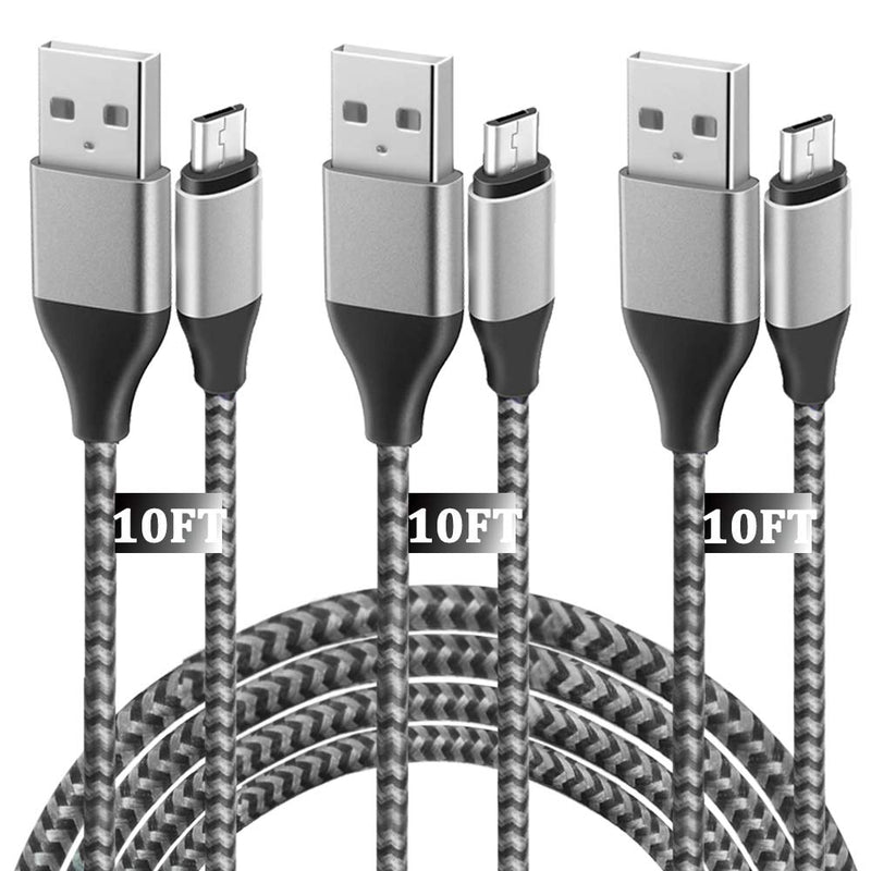 [Australia - AusPower] - Micro USB Cable 3Pack-10F Fast Charging Cord for Samsung Galaxy J3 J5 J7 Star Prime V 2017 2018 J3V J7V,J3 Luna/Pro/Achieve/Emerge/Eclipse/Mission,J7 Sky/Pro/Neo/Refine/Perx Nylon Braided USB Cord 