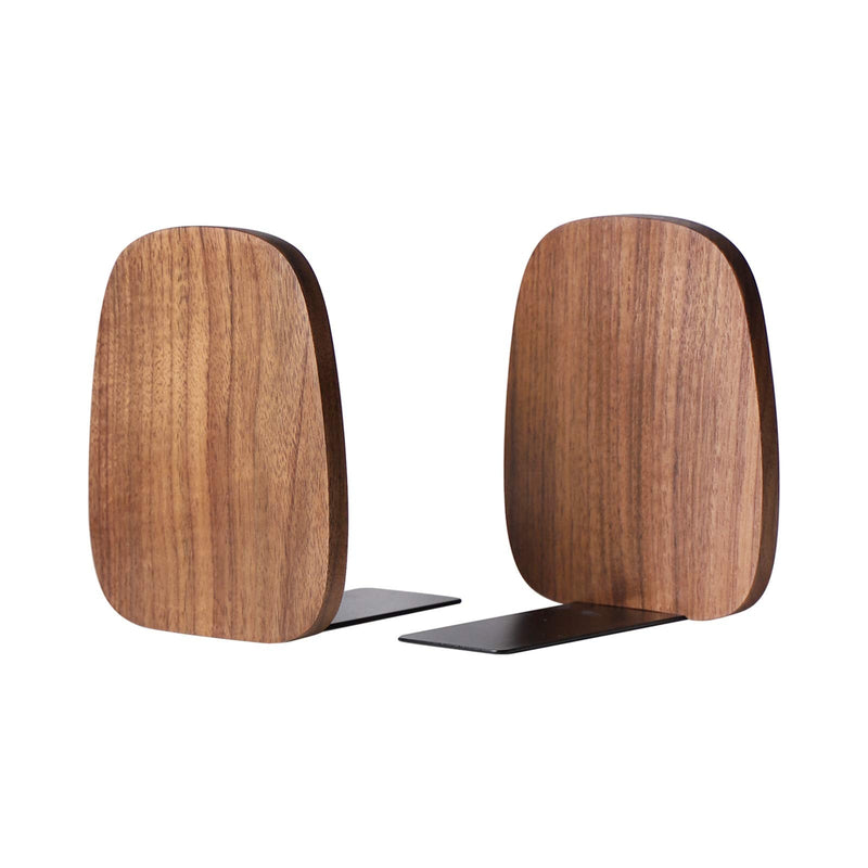 [Australia - AusPower] - Muso Wood Bookends Support for Shelves,Decorative Book Ends for Heavy Books/Office Files/Magazine 5.51” x 4.72” x 4.25”(Walnut Wood) Walnut 