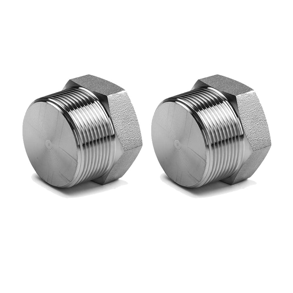 [Australia - AusPower] - Quickun 304 Stainless Steel 3/4" NPT Male Outer Hex Thread Socket Pipe Plug Fitting (Pack of 2) 3/4"-2PCS 