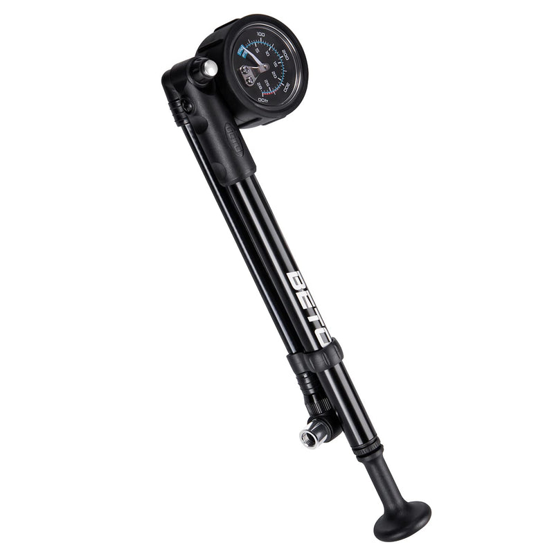 [Australia - AusPower] - BETO High Pressure Shock Pump - (400 PSI Max) MTB Bike Shock Pump for Fork & Rear Suspension with No-Loss Schrader Valve 