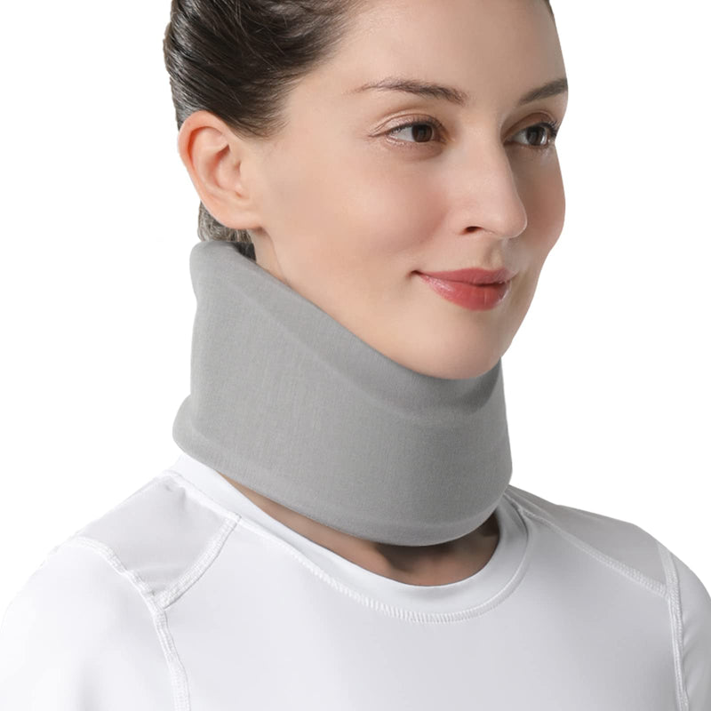 [Australia - AusPower] - VELPEAU Neck Brace for Neck Pain and Support - Soft Cervical Collar for Sleeping - Vertebrae Whiplash Wrap Aligns,Stabilizes & Relieves Pressure in Spine for Women & Men (Stabilized, Grey, Small 3.5″) 3.5 Inch (Pack of 1) S 